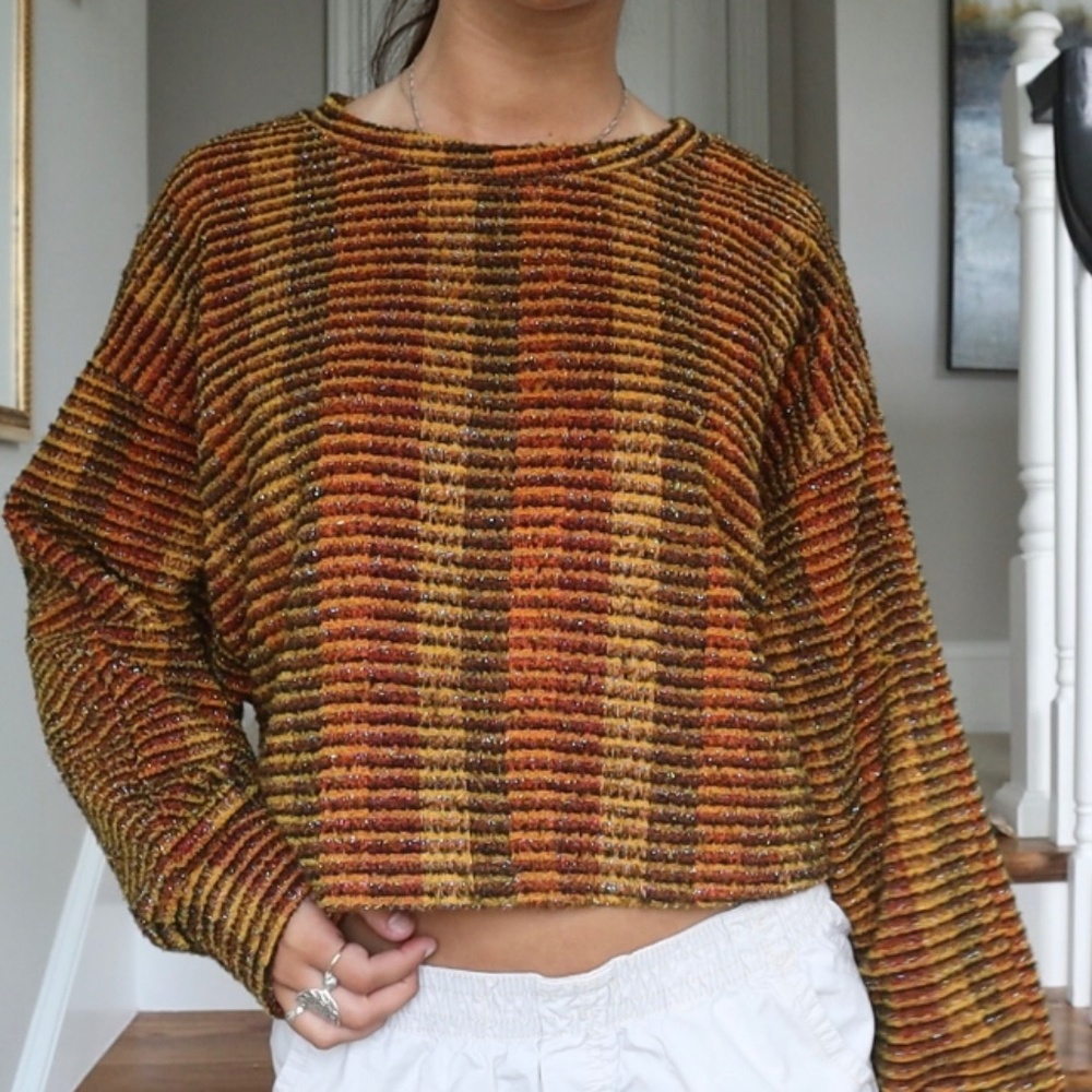 Zara Brown and Orange Shimmer Sweater